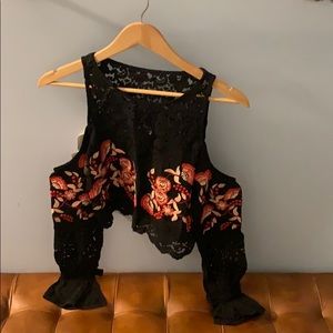 Floral and Lace Crop Top